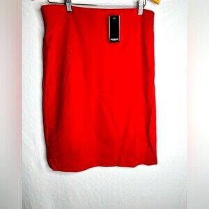NWT Premise Studio Red Knit Midi Skirt Size 10